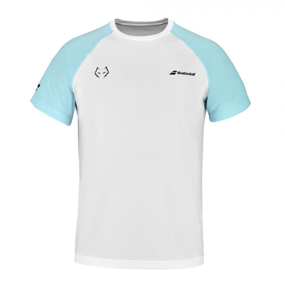 BABOLAT PLAYERA CREW NECK TEE WHITE/LIGHT BLUE
