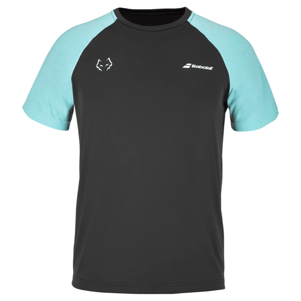 BABOLAT PLAYERA CREW NECK TEE BLACK/LIGHT BLUE