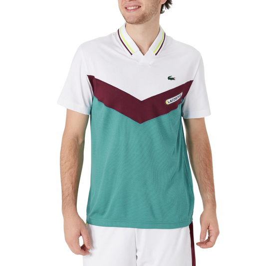 LACOSTE POLO CUELLO V BLANCA/GUINDA/AQUA