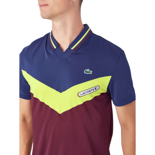LACOSTE POLO V AZUL/AMARILLO/VINO